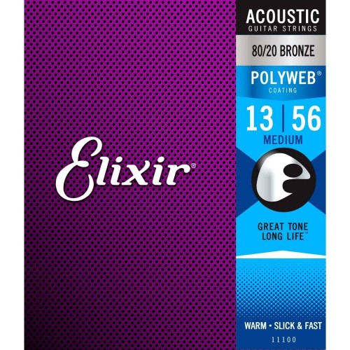 Elixir Polyweb 13-56 Acoustic 80/20 by Elixir - Guitar Strings, music equipment Nottingham.